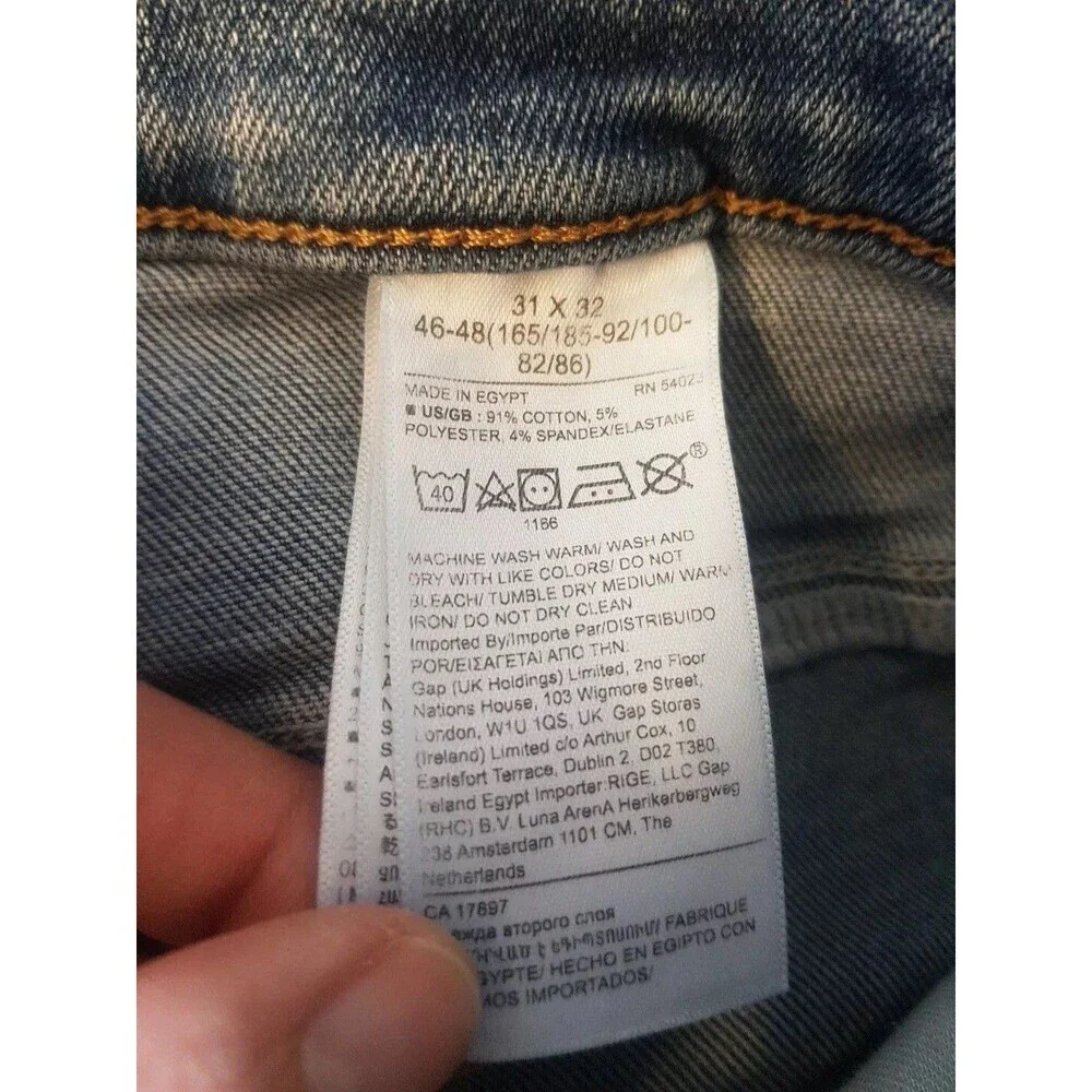 Banana Republic Mens Jeans Straight Fit Denim Rodeo Medium Wash Whisker Sz 31x32